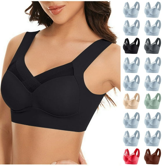Summer Deal!Xunlbb Wireless Bras for Women,Women's Underwire Underwear Thin Lace Solid Color Push-up Adjustment Bra on Clearance L-6XL