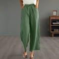 thumbnail image 1 of Xunlbb Women Linen Pants Women Women's Trousers Pants Summer Elastic Waist Buttons Casual Linen Pockets Pants Fall Pants Clearance, 1 of 9