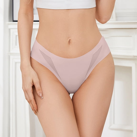 Xunlbb Women Underwear,Women's Fashion Sexy Traceless Transparent Low Waist G-string Panties Thong (Pink M) on Clearance