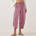 thumbnail image 1 of Xunlbb Women Wide Leg Pants, Women's New Summer Solid Color High Waist Drawstring With Pocket Foot Binding Pants ,Pink S, 1 of 6