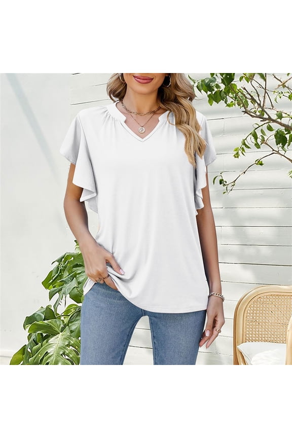 Women's Basic T-Shirts Solid Color Round Neck T-shirt Short Sleeve Top Casual Outings Everyday Essentials Summer Vacation Beach Fashion