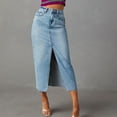 thumbnail image 1 of Womens Jean Skirts Fashionable A-Line Casual Loose Solid Color Summer Comfortable Holiday Midi Skirts Light Blue S-2XL, 1 of 6