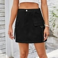 thumbnail image 1 of Xunlbb Jean Mini Skirts for Women Denim, Women's Fashion Solid Color Elastic Waist Cowboy Cargo Skirt, Size S-2XL, 1 of 5