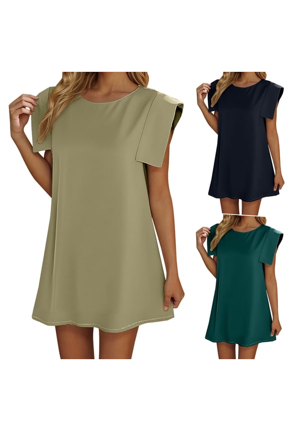 Women's Dresses Midi Tank Top Dress with Round Neck Sleeveless Lightweight Solid Basic Simple Essentials Summer Beach Fashion Club Vacation Casual Outfit Plus Size