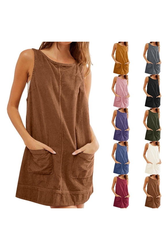 Women's Dresses Midi Tank Top Dress with Round Neck Sleeveless Lightweight Solid Basic Simple Essentials Summer Beach Fashion Club Vacation Casual Outfit Plus Size