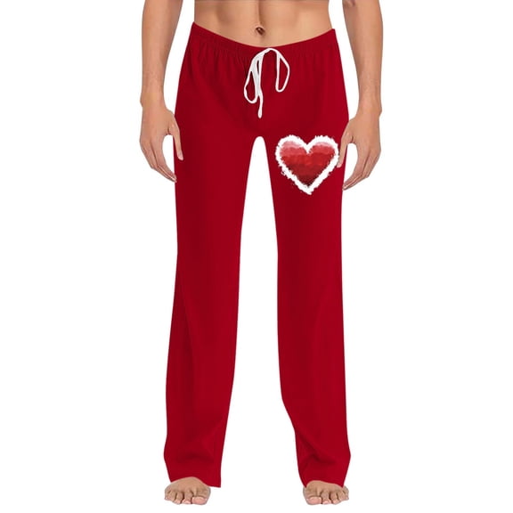 Xunlbb Women's Lightweight Summer Pants, Ladies' Fashion Printed Pants For Valentine's Day ,E L