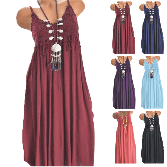Xunlbb Women's Long Dress Fashion Sleeveless Summer Tassel Cotton Fashion Long Dress Lightweight Pleated Front Summer Vacation Beach Fashion Plus Size S-XXXXXL