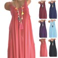 thumbnail image 1 of Xunlbb Women's Long Dress Fashion Sleeveless Summer Tassel Cotton Fashion Long Dress Lightweight Pleated Front Summer Vacation Beach Fashion Plus Size S-XXXXXL, 1 of 7