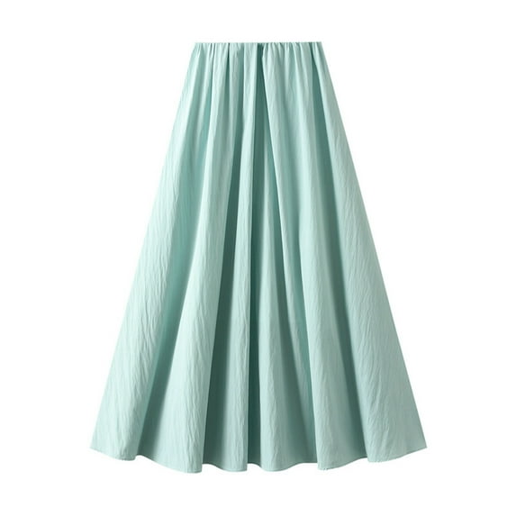 Xunlbb Women's Long Skirts, Women's Summer Casual Ice Silk Elastic High Waist Slim A-line Skirt Gift for Girls, on Clearance