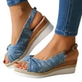 thumbnail image 1 of Xunlbb Clearance Sale Sandals! Sandals Large Heel Bow Wedge Heel Casual Fish Mouth Sandals Women's Shoes, 1 of 8