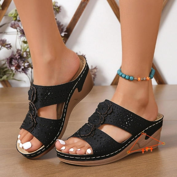 Xunlbb Women's Sandals Women's Summer Leisure Comfortable Rhinestone Flower Wedges Women's Fashion Shoes Up to 60% Off