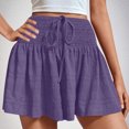 thumbnail image 1 of Xunlbb Women's Shorts Women's Summer Fashion Solid Color Drawstring Shorts,Purple S, 1 of 6
