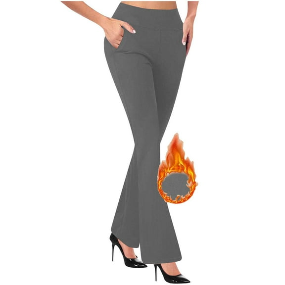 Xunlbb Women's Yoga Pants Women's Fashion Casual Temperament Solid Color Slim Flare Trousers With Pocket Gift for Her, S-2XL