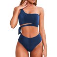 thumbnail image 1 of Xunlbb Womens Bathing Suits Women's Solid Color Lace Up Swimsuit+Swimming Trunks Sexy And Fashionable Bikini Split Swimsuit Racerback Tops with Bikinis Bottom, 1 of 3