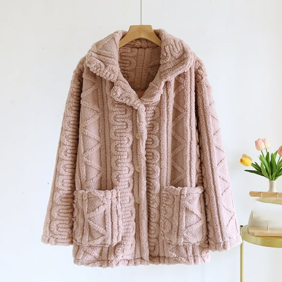 Xunlbb Womens Pajamas Ladies' Fall And Winter Flannel Button Single Piece Pajamas Warm And Thick Long Sleeved Home Clothes M-XL