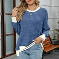 thumbnail image 1 of Xunlbb Womens Pleated Business Casual Blouses with Smocked Women's Long Sleeve Round Neck Color Matching Casual T-shirt, S-2XL, 1 of 7