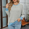 thumbnail image 1 of Xunlbb Womens Pleated Business Casual Blouses with Smocked Women's Long Sleeve Round Neck Color Matching Casual T-shirt, S-2XL, 1 of 7
