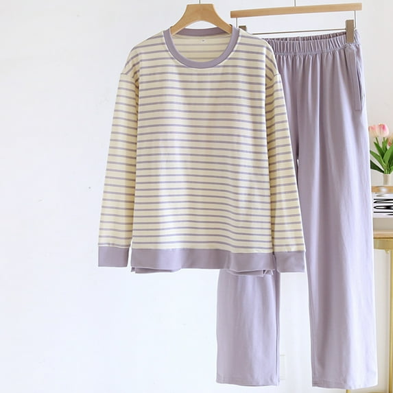 Xunlbb Womens Plus Size Pajamas Ladies' Fashionable And Home Outfit With Chest Cushion Spring And Fall Plus Size Long Sleeved And Pants Sets M-2XL