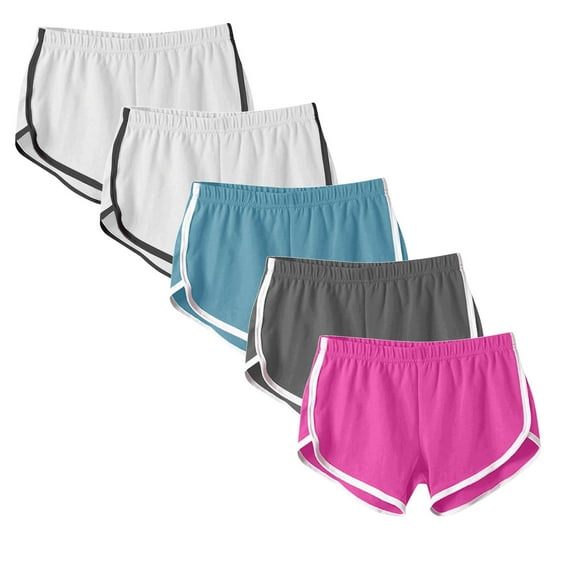 Xunlbb Womens Shorts Womens Workout Gym Shorts Set 5PC Women’s Elastic Waist Summer Solid Casual Outing Shorts Pants S-3XL on Clearance
