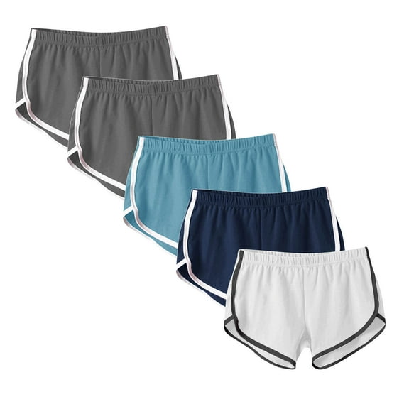 Xunlbb Womens Shorts Womens Workout Gym Shorts Set 5PC Women’s Elastic Waist Summer Solid Casual Outing Shorts Pants S-3XL on Clearance