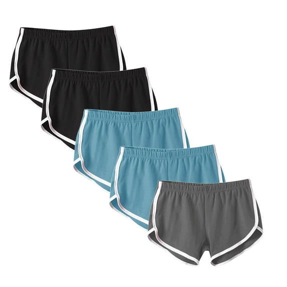 Xunlbb Womens Shorts Womens Workout Gym Shorts Set 5PC Women’s Elastic Waist Summer Solid Casual Outing Shorts Pants S-3XL on Clearance
