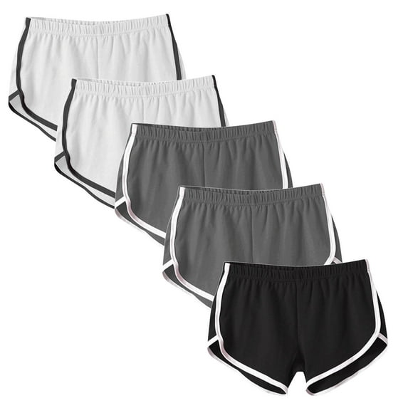 Xunlbb Womens Shorts Womens Workout Gym Shorts Set 5PC Women’s Elastic Waist Summer Solid Casual Outing Shorts Pants S-3XL on Clearance
