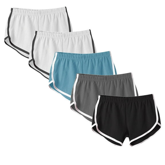 Xunlbb Womens Shorts Womens Workout Gym Shorts Set 5PC Women’s Elastic Waist Summer Solid Casual Outing Shorts Pants S-3XL on Clearance