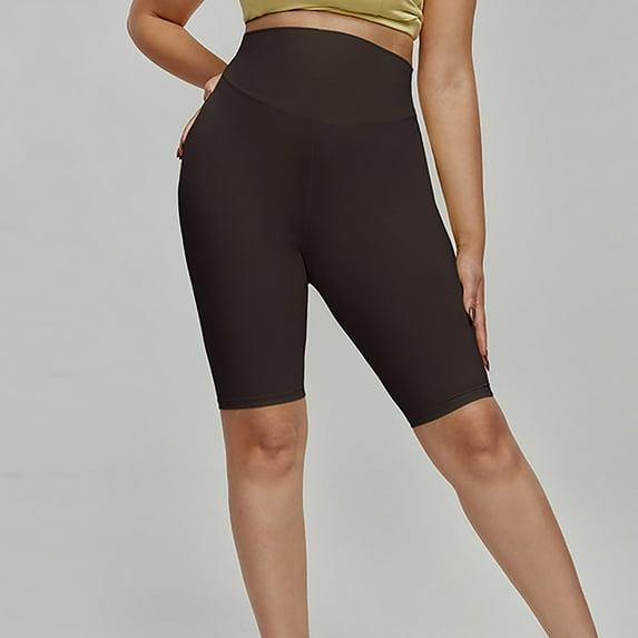 Xunlbb Womens Shorts Yoga Leggings Women's Fashion Solid Color Large Size High Waist Strong Wrap Sports Yoga Shorts M-2XL on Clearance