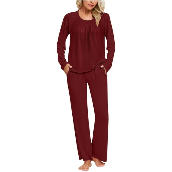 Xunlbb Womens Sleepwear Ladies' Gradient Printed Casual Top Pants Pajama Set S-3XL