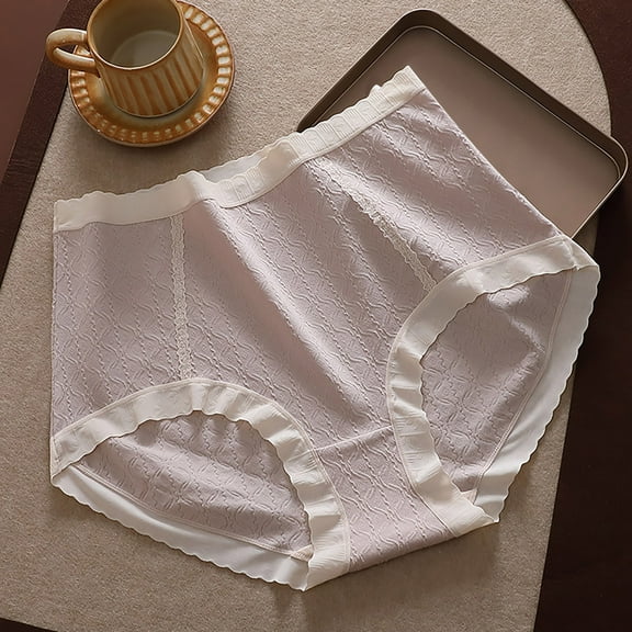 Xunlbb Womens Underwear Women's Solid Color Plus Size High Waist Cotton Pear Shaped Figure Enlarged Underwear XL-5XL Up to 50% off