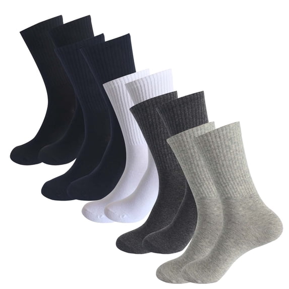 Xunmmm 5 Pairs Men's Mid Tube Socks High Stretch Breathable Sweat Wicking Mid-Calf Sock Odor Resistant Sports Mid Crew Socks For Running Basketball
