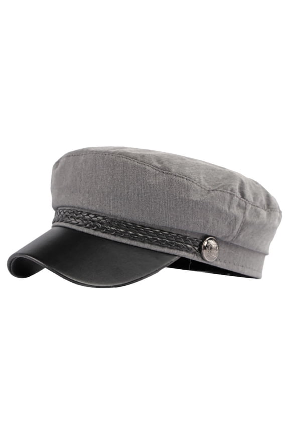 Chauffeur Hat For Men Leather Brim Adjustable Size Flat Top Peaked Hat Cadet Hat For Driving Travel Party Outdoor