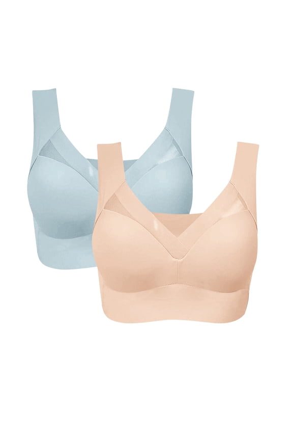 Pack Of 2 New Posture Correcting Bra Wireless Bra Breathable Comfortable Full Back Cover Plus Size Bra