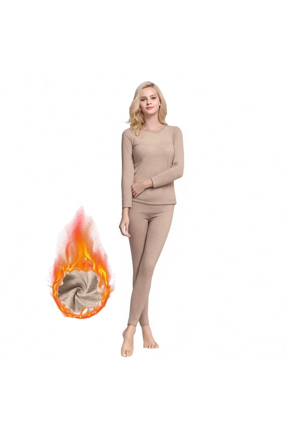 Thermal Underwear Set for Women Fleece Lined Long Sleeves Base Layer Set Top Bottom Winter Top And Bottoms Warm Thermal Underwear Set