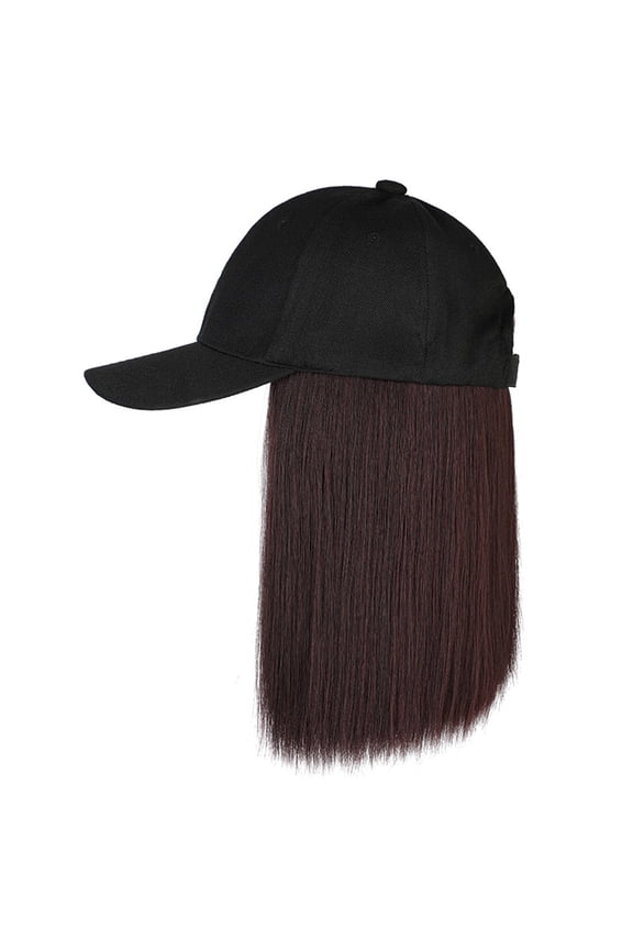Unisex Baseball Cap With Straight Wig Long Hair Adjustable Hoop & Loop Fastener Wig Hat UV Rays Block Sun Hat For Outdoor Cosplay Party Hairstyle