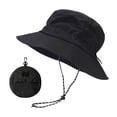 thumbnail image 1 of Xunmmm Unisex Bucket Hat With Adjustable Chinstrap Waterproof Packable Sun Hat Wide Brim UV Protection Fisherman Hat For Fishing Hiking Travel Black,A, 1 of 3