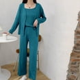thumbnail image 1 of Xunmmm Women's 3 Piece Pajama Set Long Sleeve Cardigan Sleeveless Top and Wide Leg Pants Loungewear Casual Loose Fit Sleepwear Home Clothing, 1 of 5