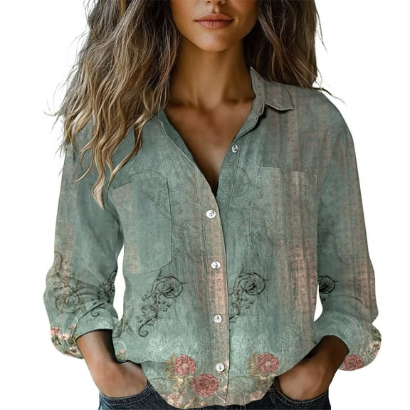 Endives Women's Long Sleeve Shirts Printed Button Down Shirt Long Sleeve Shirts for Women