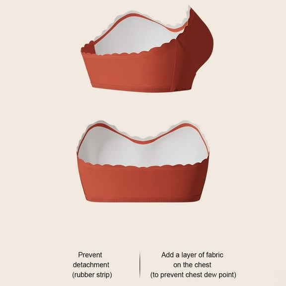 Xunmmm Women's Solid Color Strapless Gathered Front Buckle Strapless Underwear for Women's Non Slip Silicone Strip Back Women's Bra