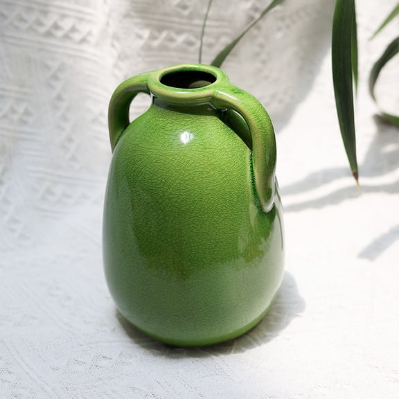 Xunshè Vintage Ice-Cracked Ceramic Vase for Flower Arrangements, High-End Emerald Green Flower Container Decorative Piece, Available for Dropshipping