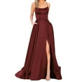 thumbnail image 1 of Xuplwnp Red Women's Formal Dress Elegant Backless Long Dresses Crisn Satin Spaghetti Party Prom Dress Side Slit Wedding Evening Party Dress With Pockets Womens Dresses Size XXXL, 1 of 6