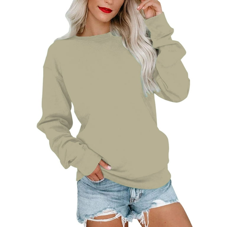Xuplwnp Sweatshirt for Women Casual Round Neck Sweatshirt Long Sleeve Top Cute Pullover Loose Version Pullover Sweater Comfort Colors Sweatshirts Walmart