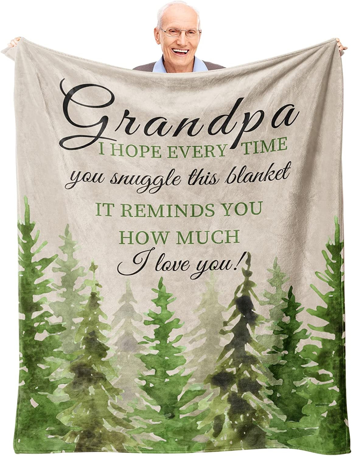 Xutapy Grandpa Gifts Blanket 60 x50 , Great Gifts for Grandpa, Best Grandpa Gifts, Grandpa Gifts from Grandchildren, Grandpa Birthday Gift Blanket, to My Grandfather Gift from Granddaughter/Grandson Green-grandpa 60''x50''