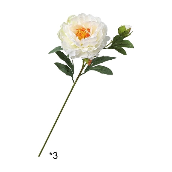 Xuyuer 26.38In Long Stem Artificial Peony Bouquet, Gradient Layered Fabric Fake Flower, Bendable Adjustable Floral Branch For Tall Vase Wedding Home Table Centerpiece Decor,White