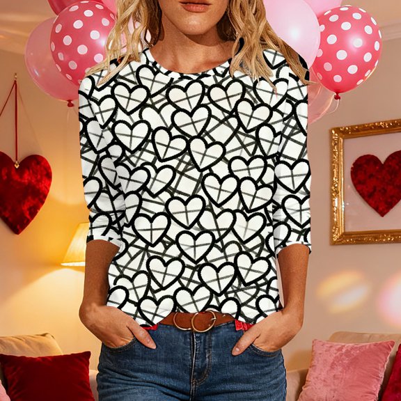 Xuyuer 3/4 Sleeve Round Neck Top - Women's Versatile 3/4 Sleeve Casual Shirt for Layered Spring Outfits, Transitional Season Styling & Effortless Daily Wardrobe Essential