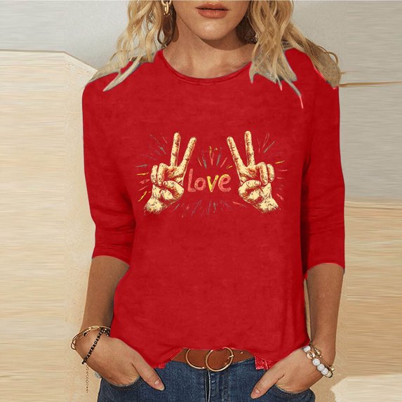 Xuyuer 3/4 Sleeve Shirts for Women Loose Fit Crewneck Dressy Casual Tops Lightweight Solid Color Comfy Cute T Shirts Basics Tees Casual Fashion Spring Summer T Shirts Business Work Tee Top
