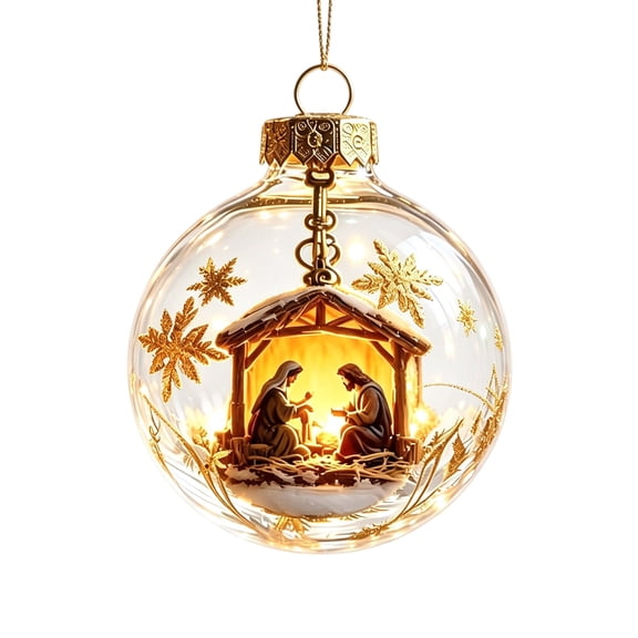 Xuyuer 3D Christmas Ball Ornament, Nativity Scene Hanging Decoration, Religious Christmas Tree Decor, #4