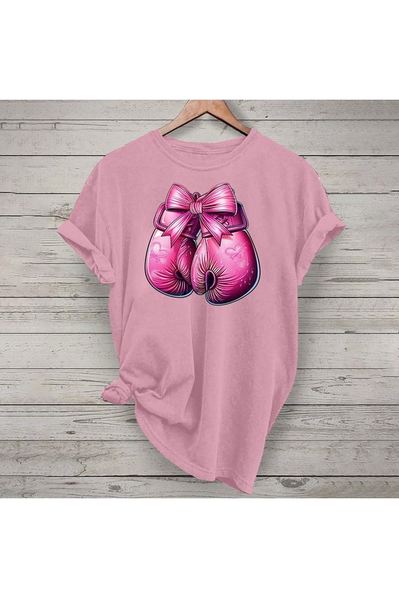 Breast Cancer Awareness T-Shirt for Women in October We Wear Ghost Shirt Funny Short Sleeve Tee Tops Shirt Women: in This Family No One Fights Alone Shirt Breast Cancer Gifts Tops