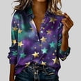 thumbnail image 1 of Xuyuer Carnival Shirt for Women It's Mardi Gras Yall Shirts Funny Carnival Outfit Blouse New Orleans Party V Neck Long Sleeve Button Down Tops, 1 of 5