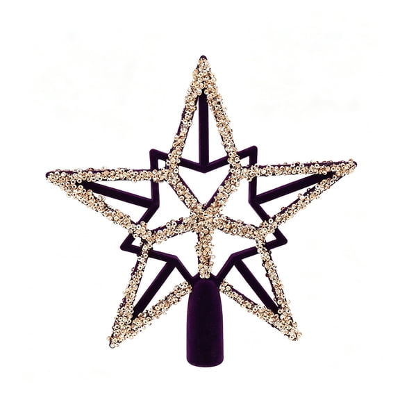 Xuyuer Christmas Tree Topper Star Decoration, Double-Layer Glitter Star, Holiday Arrangement, Purple